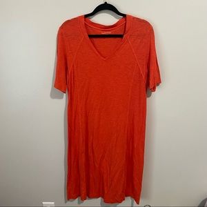 Eileen Fisher Burnt Orange Linen Midi Oversized Dress
